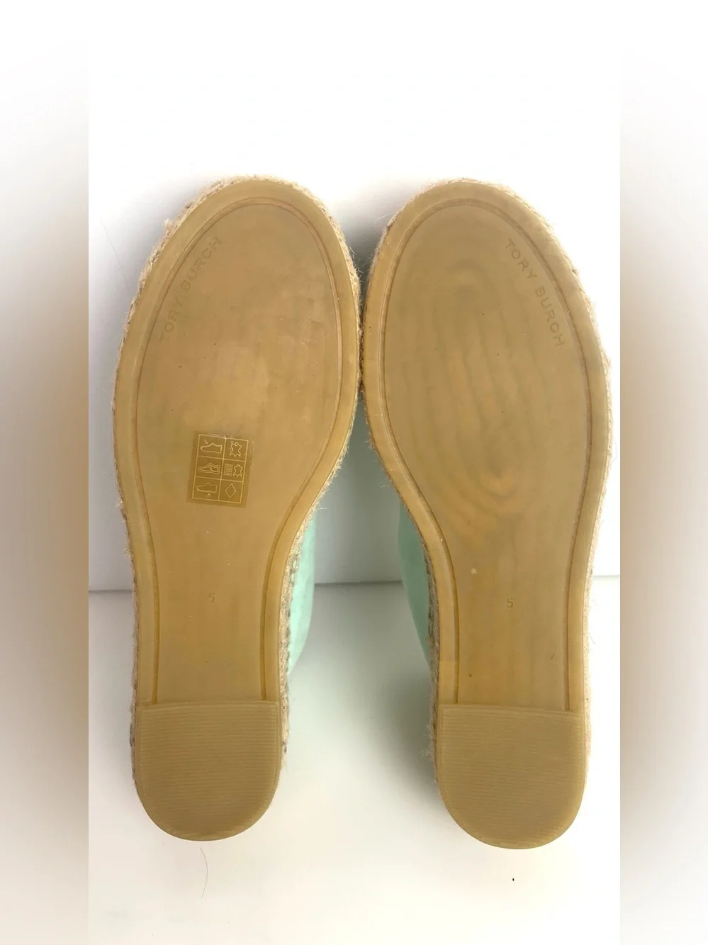 Tory Burch Ines Suede 1.75”H Platform Espadrille Size 5 In Seabubble/ Aqua mint